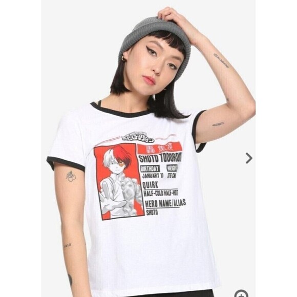 Funimation My Hero Academia Shoto Todoroki T Shirt Size Medium Ringer Tee - Picture 2 of 9